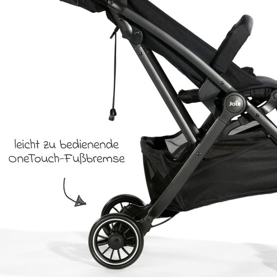 Joie Signature Reisebuggy & Sportwagen Tourist bis 15 kg belastbar nur 6,6 kg leicht mit Liegefunktion inkl. Regenschutz, Adapter, Tragegurt & Tragetasche - Signature - Carbon