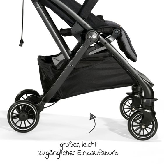 Joie Signature Reisebuggy & Sportwagen Tourist bis 15 kg belastbar nur 6,6 kg leicht mit Liegefunktion inkl. Regenschutz, Adapter, Tragegurt & Tragetasche - Signature - Carbon