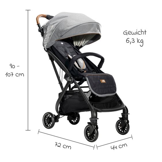 Joie Signature Reisebuggy & Sportwagen Tourist bis 15 kg belastbar nur 6,6 kg leicht mit Liegefunktion inkl. Regenschutz, Adapter, Tragegurt & Tragetasche - Signature - Carbon