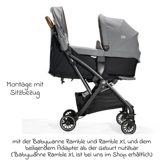 Joie Signature Reisebuggy & Sportwagen Tourist bis 15 kg belastbar nur 6,6 kg leicht mit Liegefunktion inkl. Regenschutz, Adapter, Tragegurt & Tragetasche - Signature - Carbon