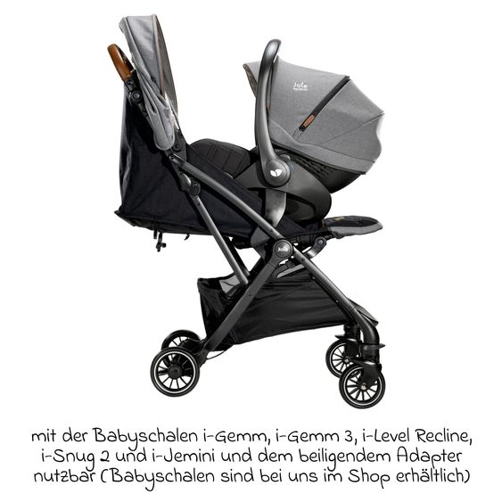 Joie Signature Reisebuggy & Sportwagen Tourist bis 15 kg belastbar nur 6,6 kg leicht mit Liegefunktion inkl. Regenschutz, Adapter, Tragegurt & Tragetasche - Signature - Carbon