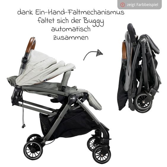 Joie Signature Reisebuggy & Sportwagen Tourist bis 15 kg belastbar nur 6,6 kg leicht mit Liegefunktion inkl. Regenschutz, Adapter, Tragegurt & Tragetasche - Signature - Carbon