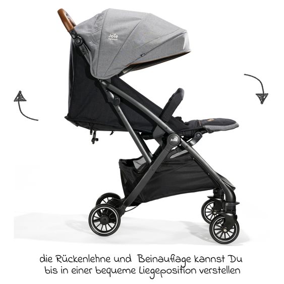 Joie Signature Reisebuggy & Sportwagen Tourist bis 15 kg belastbar nur 6,6 kg leicht mit Liegefunktion inkl. Regenschutz, Adapter, Tragegurt & Tragetasche - Signature - Carbon