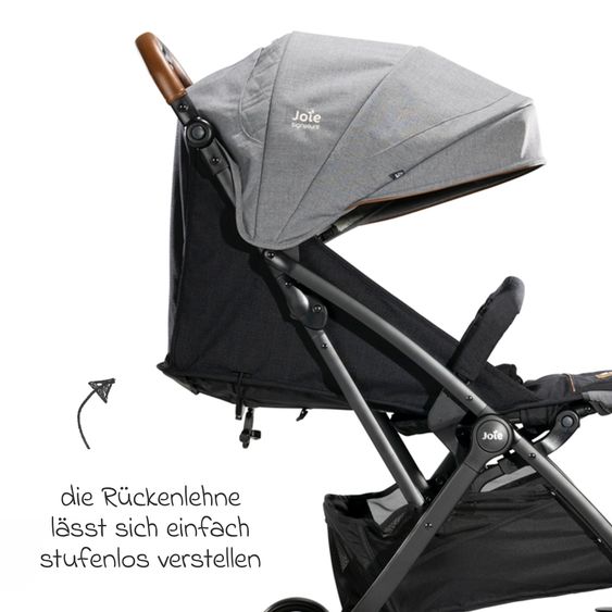 Joie Signature Reisebuggy & Sportwagen Tourist bis 15 kg belastbar nur 6,6 kg leicht mit Liegefunktion inkl. Regenschutz, Adapter, Tragegurt & Tragetasche - Signature - Carbon