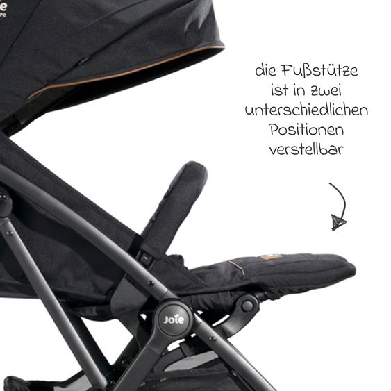 Joie Signature Reisebuggy & Sportwagen Tourist bis 15 kg belastbar nur 6,6 kg leicht mit Liegefunktion inkl. Regenschutz, Adapter, Tragegurt & Tragetasche - Signature - Eclipse