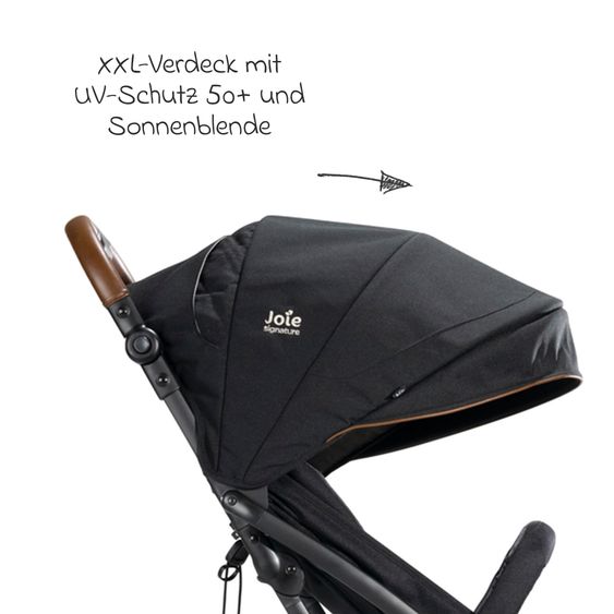 Joie Signature Reisebuggy & Sportwagen Tourist bis 15 kg belastbar nur 6,6 kg leicht mit Liegefunktion inkl. Regenschutz, Adapter, Tragegurt & Tragetasche - Signature - Eclipse