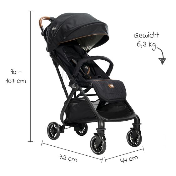 Joie Signature Reisebuggy & Sportwagen Tourist bis 15 kg belastbar nur 6,6 kg leicht mit Liegefunktion inkl. Regenschutz, Adapter, Tragegurt & Tragetasche - Signature - Eclipse