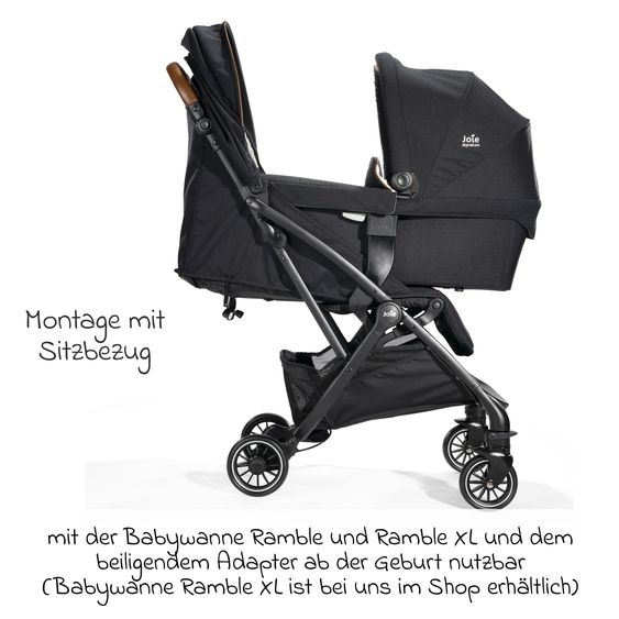 Joie Signature Reisebuggy & Sportwagen Tourist bis 15 kg belastbar nur 6,6 kg leicht mit Liegefunktion inkl. Regenschutz, Adapter, Tragegurt & Tragetasche - Signature - Eclipse