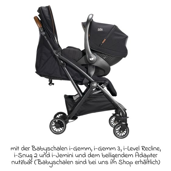 Joie Signature Reisebuggy & Sportwagen Tourist bis 15 kg belastbar nur 6,6 kg leicht mit Liegefunktion inkl. Regenschutz, Adapter, Tragegurt & Tragetasche - Signature - Eclipse