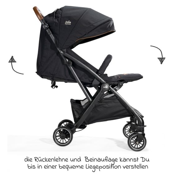 Joie Signature Reisebuggy & Sportwagen Tourist bis 15 kg belastbar nur 6,6 kg leicht mit Liegefunktion inkl. Regenschutz, Adapter, Tragegurt & Tragetasche - Signature - Eclipse