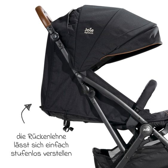 Joie Signature Reisebuggy & Sportwagen Tourist bis 15 kg belastbar nur 6,6 kg leicht mit Liegefunktion inkl. Regenschutz, Adapter, Tragegurt & Tragetasche - Signature - Eclipse