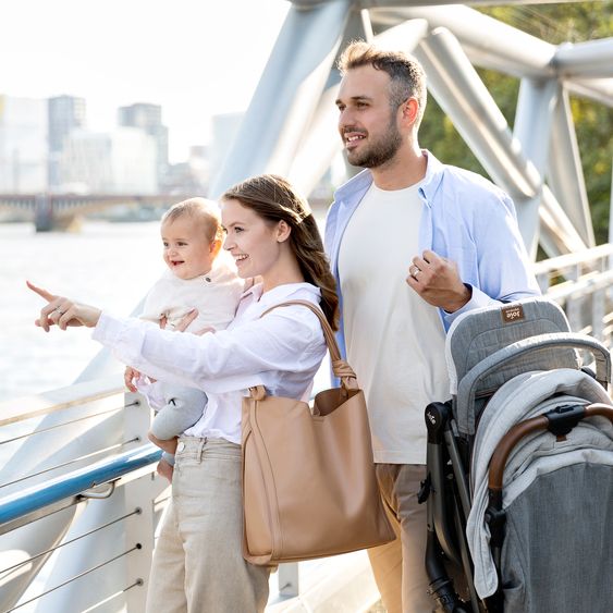 Joie Signature Passeggino da viaggio e carrozzina Tourist fino a 15 kg di capacità di carico, solo 6,3 kg di peso, con funzione reclinabile, incluso parapioggia, adattatore, cinghia di trasporto e navicella - Signature - Oyster