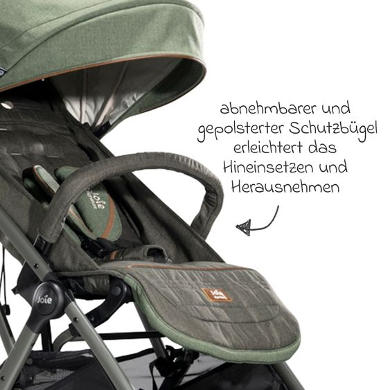 Joie Signature Travel buggy & pushchair Tourist up to 15 kg load capacity only 6.3 kg light with reclining function incl. rain cover, adapter, carrying strap & carrycot - Signature - Pine