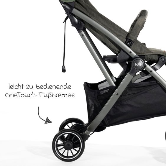 Joie Signature Travel buggy & pushchair Tourist up to 15 kg load capacity only 6.3 kg light with reclining function incl. rain cover, adapter, carrying strap & carrycot - Signature - Pine