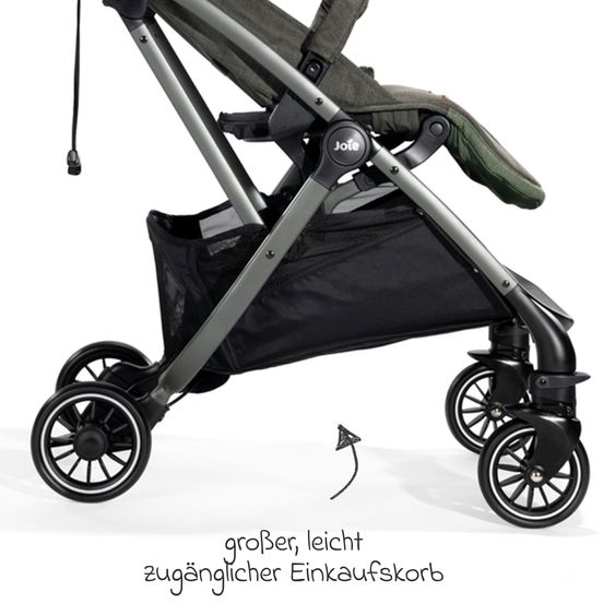 Joie Signature Travel buggy & pushchair Tourist up to 15 kg load capacity only 6.3 kg light with reclining function incl. rain cover, adapter, carrying strap & carrycot - Signature - Pine