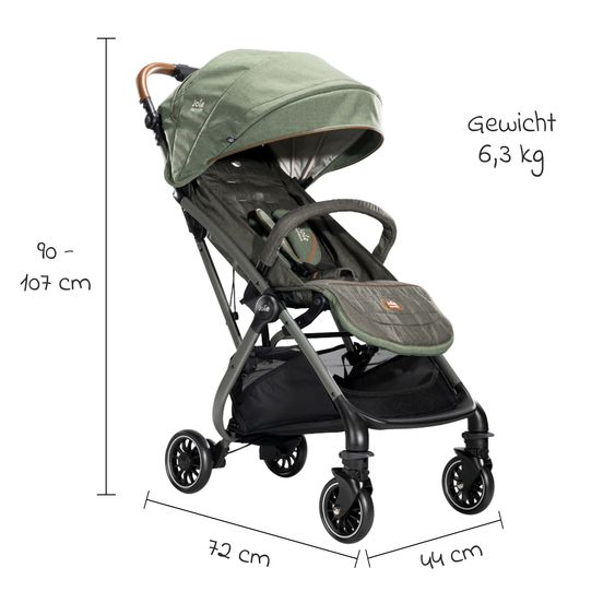 Joie Signature Travel buggy & pushchair Tourist up to 15 kg load capacity only 6.3 kg light with reclining function incl. rain cover, adapter, carrying strap & carrycot - Signature - Pine