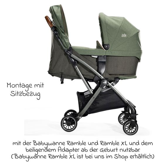 Joie Signature Travel buggy & pushchair Tourist up to 15 kg load capacity only 6.3 kg light with reclining function incl. rain cover, adapter, carrying strap & carrycot - Signature - Pine