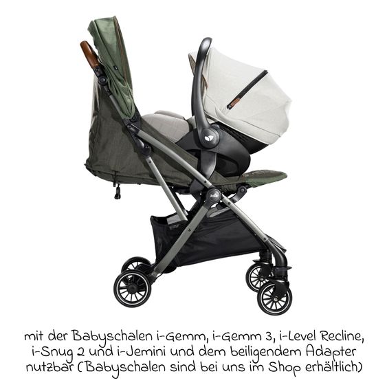 Joie Signature Travel buggy & pushchair Tourist up to 15 kg load capacity only 6.3 kg light with reclining function incl. rain cover, adapter, carrying strap & carrycot - Signature - Pine