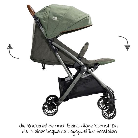 Joie Signature Travel buggy & pushchair Tourist up to 15 kg load capacity only 6.3 kg light with reclining function incl. rain cover, adapter, carrying strap & carrycot - Signature - Pine