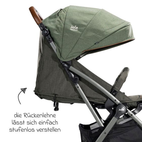 Joie Signature Travel buggy & pushchair Tourist up to 15 kg load capacity only 6.3 kg light with reclining function incl. rain cover, adapter, carrying strap & carrycot - Signature - Pine