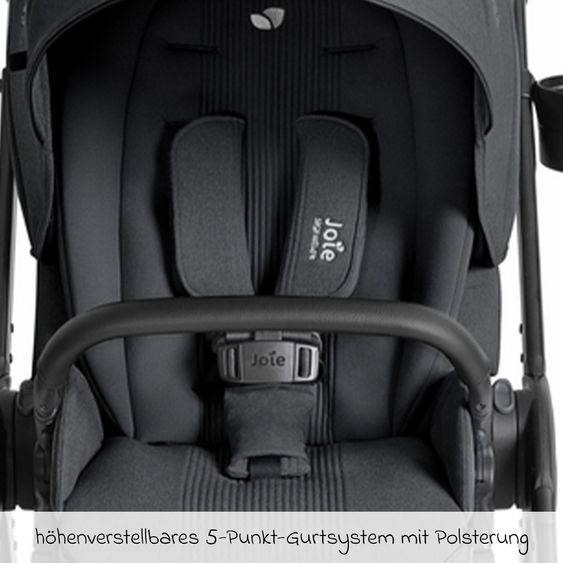 Joie Signature 2in1 Kombi-Kinderwagen Finiti bis 22 kg belastbar mit Babywanne Ramble XL, Teleskopschieber, umsetzbare Sitzeinheit, inkl. Adapter & Regenverdeck - Signature - Ebony