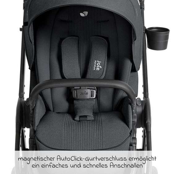 Joie Signature 2in1 Kombi-Kinderwagen Finiti bis 22 kg belastbar mit Babywanne Ramble XL, Teleskopschieber, umsetzbare Sitzeinheit, inkl. Adapter & Regenverdeck - Signature - Ebony