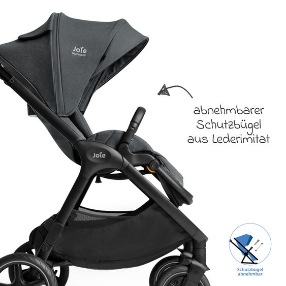Joie Signature 2in1 Kombi-Kinderwagen Finiti bis 22 kg belastbar mit Babywanne Ramble XL, Teleskopschieber, umsetzbare Sitzeinheit, inkl. Adapter & Regenverdeck - Signature - Ebony