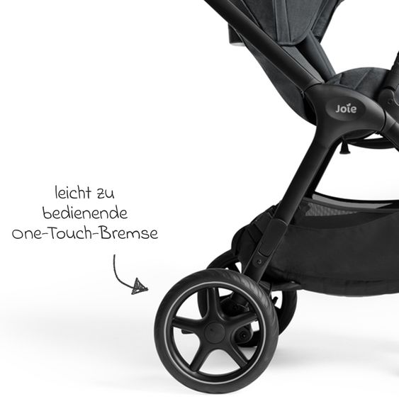 Joie Signature 2in1 Kombi-Kinderwagen Finiti bis 22 kg belastbar mit Babywanne Ramble XL, Teleskopschieber, umsetzbare Sitzeinheit, inkl. Adapter & Regenverdeck - Signature - Ebony