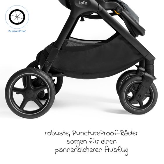 Joie Signature 2in1 Kombi-Kinderwagen Finiti bis 22 kg belastbar mit Babywanne Ramble XL, Teleskopschieber, umsetzbare Sitzeinheit, inkl. Adapter & Regenverdeck - Signature - Ebony