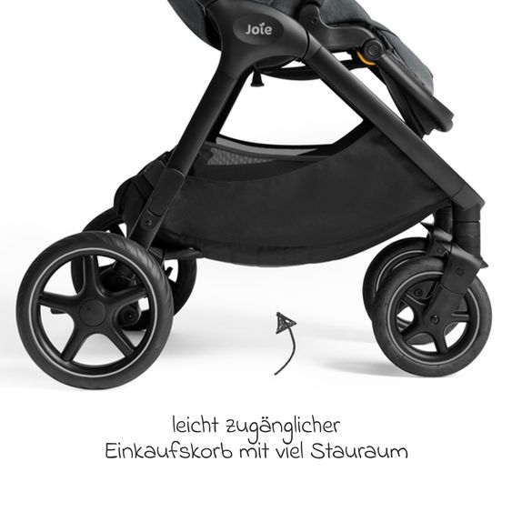 Joie Signature 2in1 Kombi-Kinderwagen Finiti bis 22 kg belastbar mit Babywanne Ramble XL, Teleskopschieber, umsetzbare Sitzeinheit, inkl. Adapter & Regenverdeck - Signature - Ebony