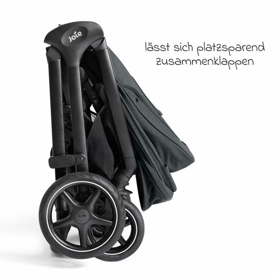 Joie Signature 2in1 Kombi-Kinderwagen Finiti bis 22 kg belastbar mit Babywanne Ramble XL, Teleskopschieber, umsetzbare Sitzeinheit, inkl. Adapter & Regenverdeck - Signature - Ebony