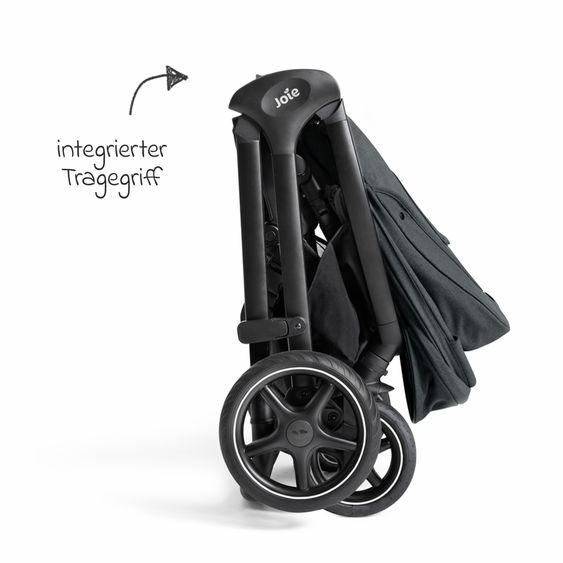 Joie Signature 2in1 Kombi-Kinderwagen Finiti bis 22 kg belastbar mit Babywanne Ramble XL, Teleskopschieber, umsetzbare Sitzeinheit, inkl. Adapter & Regenverdeck - Signature - Ebony