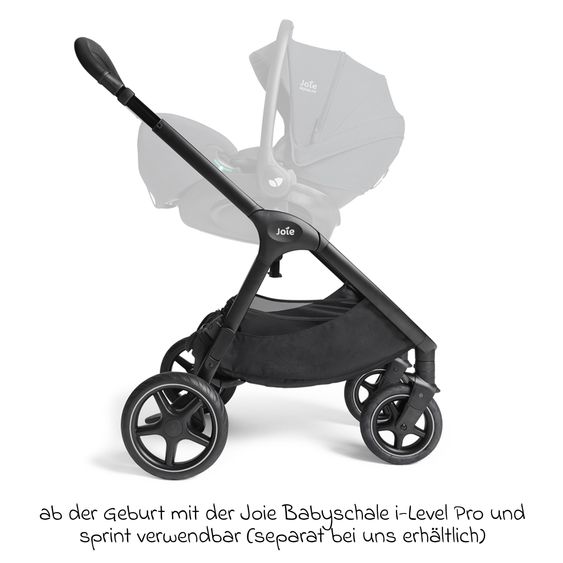 Joie Signature 2in1 Kombi-Kinderwagen Finiti bis 22 kg belastbar mit Babywanne Ramble XL, Teleskopschieber, umsetzbare Sitzeinheit, inkl. Adapter & Regenverdeck - Signature - Ebony