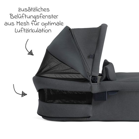 Joie Signature 2in1 Kombi-Kinderwagen Finiti bis 22 kg belastbar mit Babywanne Ramble XL, Teleskopschieber, umsetzbare Sitzeinheit, inkl. Adapter & Regenverdeck - Signature - Ebony