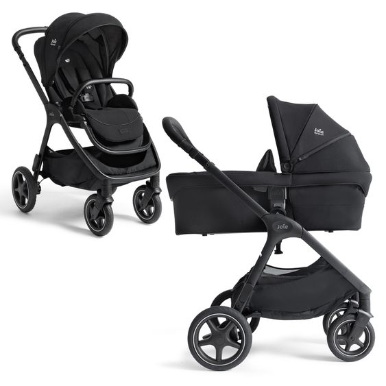 Joie Signature 2in1 Kombi-Kinderwagen Finiti bis 22 kg belastbar mit Babywanne Ramble XL, Teleskopschieber, umsetzbare Sitzeinheit, inkl. Adapter & Regenverdeck - Signature - Eclipse