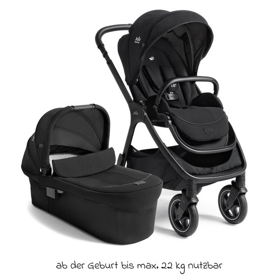 Joie Signature 2in1 Kombi-Kinderwagen Finiti bis 22 kg belastbar mit Babywanne Ramble XL, Teleskopschieber, umsetzbare Sitzeinheit, inkl. Adapter & Regenverdeck - Signature - Eclipse