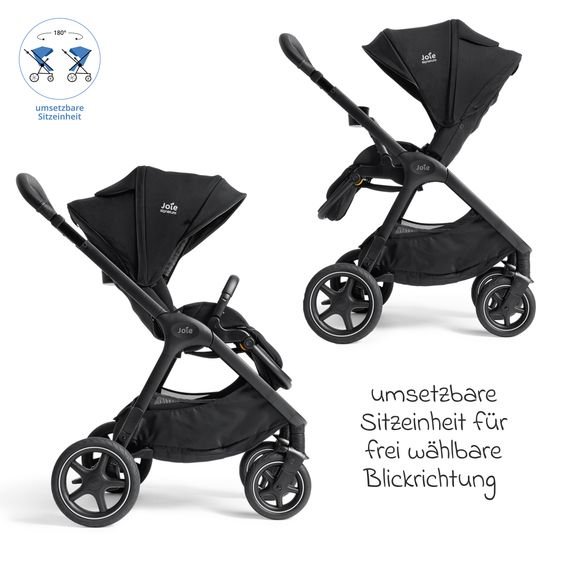 Joie Signature 2in1 Kombi-Kinderwagen Finiti bis 22 kg belastbar mit Babywanne Ramble XL, Teleskopschieber, umsetzbare Sitzeinheit, inkl. Adapter & Regenverdeck - Signature - Eclipse