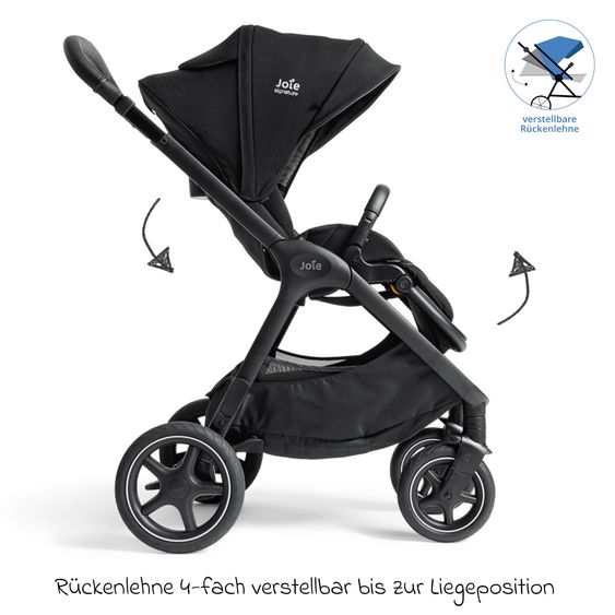 Joie Signature 2in1 Kombi-Kinderwagen Finiti bis 22 kg belastbar mit Babywanne Ramble XL, Teleskopschieber, umsetzbare Sitzeinheit, inkl. Adapter & Regenverdeck - Signature - Eclipse