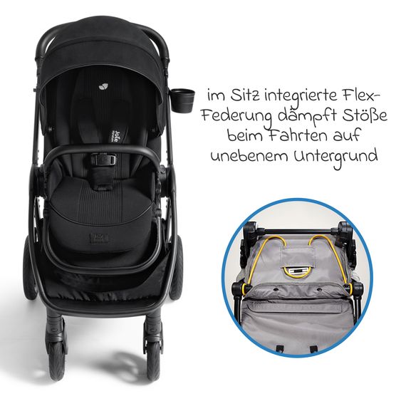 Joie Signature 2in1 Kombi-Kinderwagen Finiti bis 22 kg belastbar mit Babywanne Ramble XL, Teleskopschieber, umsetzbare Sitzeinheit, inkl. Adapter & Regenverdeck - Signature - Eclipse