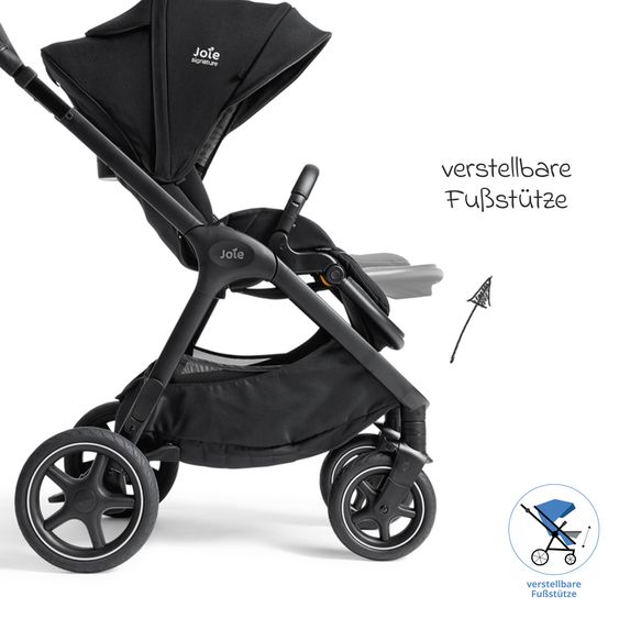Joie Signature 2in1 Kombi-Kinderwagen Finiti bis 22 kg belastbar mit Babywanne Ramble XL, Teleskopschieber, umsetzbare Sitzeinheit, inkl. Adapter & Regenverdeck - Signature - Eclipse