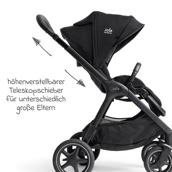 Joie Signature 2in1 Kombi-Kinderwagen Finiti bis 22 kg belastbar mit Babywanne Ramble XL, Teleskopschieber, umsetzbare Sitzeinheit, inkl. Adapter & Regenverdeck - Signature - Eclipse