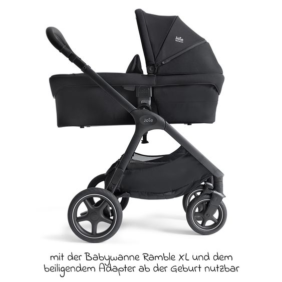 Joie Signature 2in1 Kombi-Kinderwagen Finiti bis 22 kg belastbar mit Babywanne Ramble XL, Teleskopschieber, umsetzbare Sitzeinheit, inkl. Adapter & Regenverdeck - Signature - Eclipse