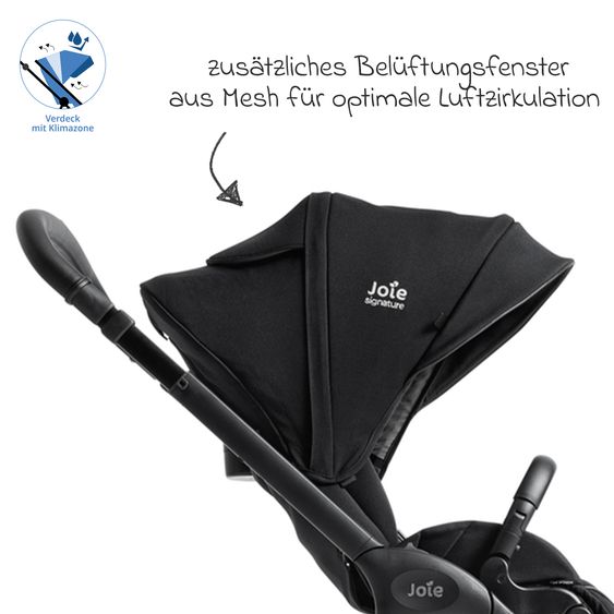 Joie Signature 2in1 Kombi-Kinderwagen Finiti bis 22 kg belastbar mit Babywanne Ramble XL, Teleskopschieber, umsetzbare Sitzeinheit, inkl. Adapter & Regenverdeck - Signature - Eclipse