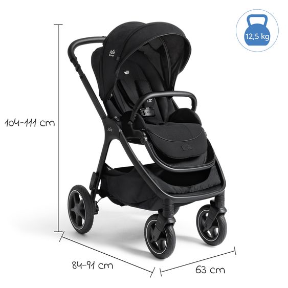 Joie Signature 2in1 Kombi-Kinderwagen Finiti bis 22 kg belastbar mit Babywanne Ramble XL, Teleskopschieber, umsetzbare Sitzeinheit, inkl. Adapter & Regenverdeck - Signature - Eclipse