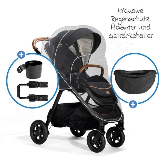 Joie Signature 2in1 Kombi-Kinderwagen Finiti bis 22 kg belastbar mit Babywanne Ramble XL, Teleskopschieber, umsetzbare Sitzeinheit, inkl. Adapter & Regenverdeck - Signature - Eclipse
