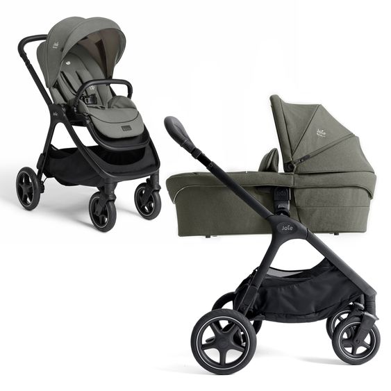 Joie Signature 2in1 Kombi-Kinderwagen Finiti bis 22 kg belastbar mit Babywanne Ramble XL, Teleskopschieber, umsetzbare Sitzeinheit, inkl. Adapter & Regenverdeck - Signature - Evergreen