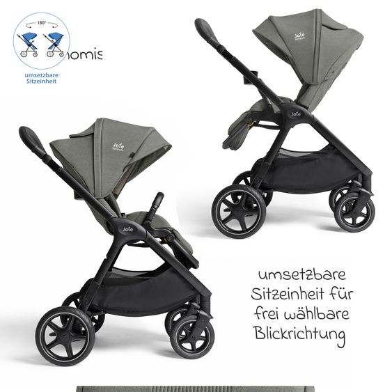 Joie Signature 2in1 Kombi-Kinderwagen Finiti bis 22 kg belastbar mit Babywanne Ramble XL, Teleskopschieber, umsetzbare Sitzeinheit, inkl. Adapter & Regenverdeck - Signature - Evergreen