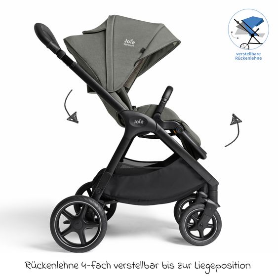 Joie Signature 2in1 Kombi-Kinderwagen Finiti bis 22 kg belastbar mit Babywanne Ramble XL, Teleskopschieber, umsetzbare Sitzeinheit, inkl. Adapter & Regenverdeck - Signature - Evergreen