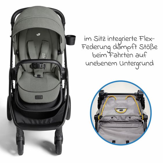 Joie Signature 2in1 Kombi-Kinderwagen Finiti bis 22 kg belastbar mit Babywanne Ramble XL, Teleskopschieber, umsetzbare Sitzeinheit, inkl. Adapter & Regenverdeck - Signature - Evergreen