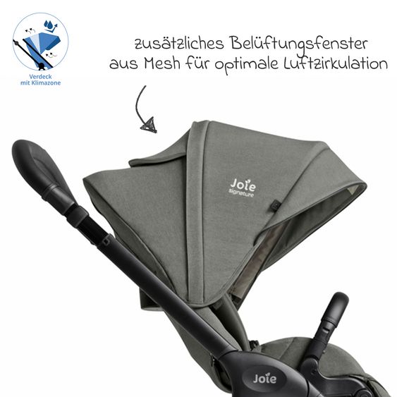 Joie Signature 2in1 Kombi-Kinderwagen Finiti bis 22 kg belastbar mit Babywanne Ramble XL, Teleskopschieber, umsetzbare Sitzeinheit, inkl. Adapter & Regenverdeck - Signature - Evergreen